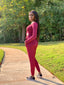 Cali Ruched Top & Jogger set | Burgundy - FINAL SALE