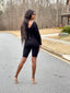 Ribbed Long Sleeve Romper | Black
