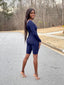 Ribbed Long Sleeve Romper | Navy