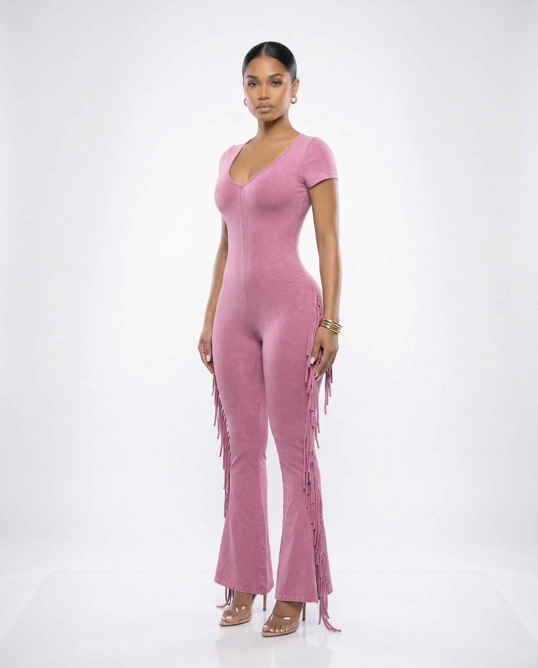 Rosé Fringe Jumpsuit | Pink – Sheek Muse