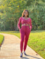 Cali Ruched Top & Jogger set | Burgundy - FINAL SALE