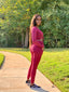 Cali Ruched Top & Jogger set | Burgundy - FINAL SALE